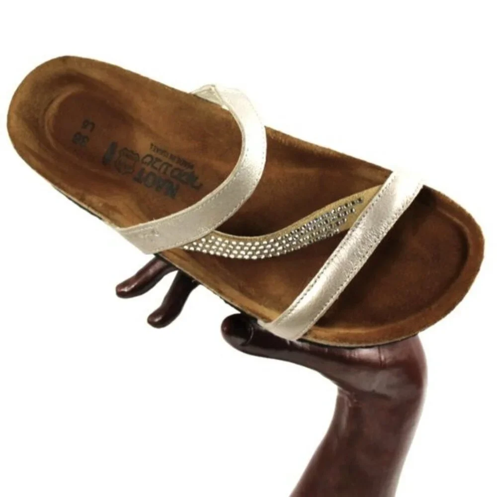 Naot Hawaii Stardust Silver Rhinestone Accent Slide Sandal Size 36 (US 5 - 5.5)